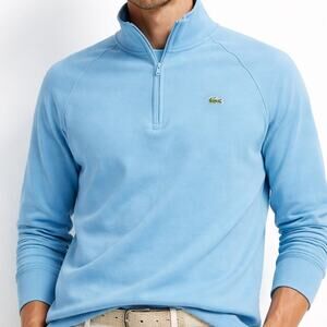 Lacoste 1/4 Zip Pullover Mens Large Blue Cotton Preppy Coastal Golf Sweater Sz 5